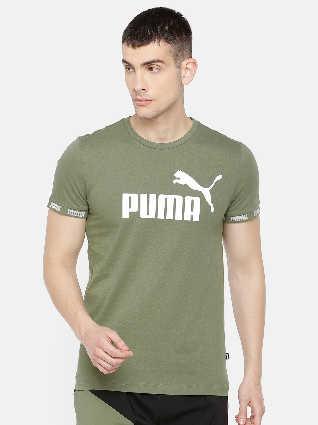Buy Puma Men Olive Green Slim Fit Printed Amplified Big Logo Pure ...