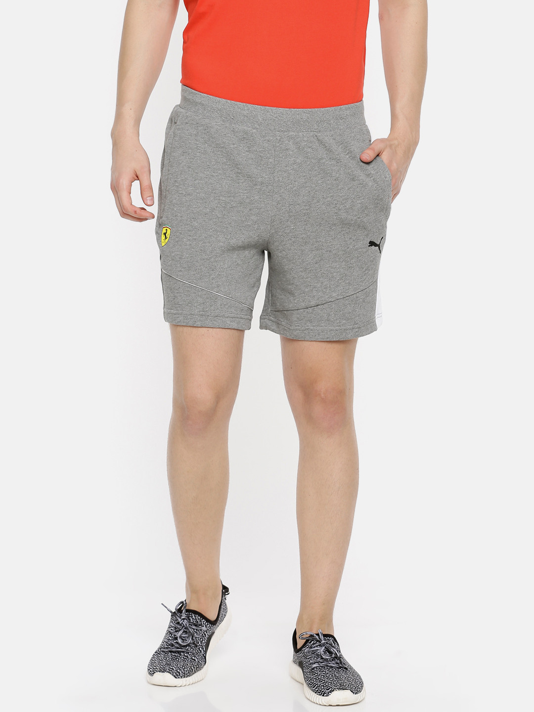 Buy PUMA Motorsport Men Grey Melange Solid SF Sweat Sports Shorts