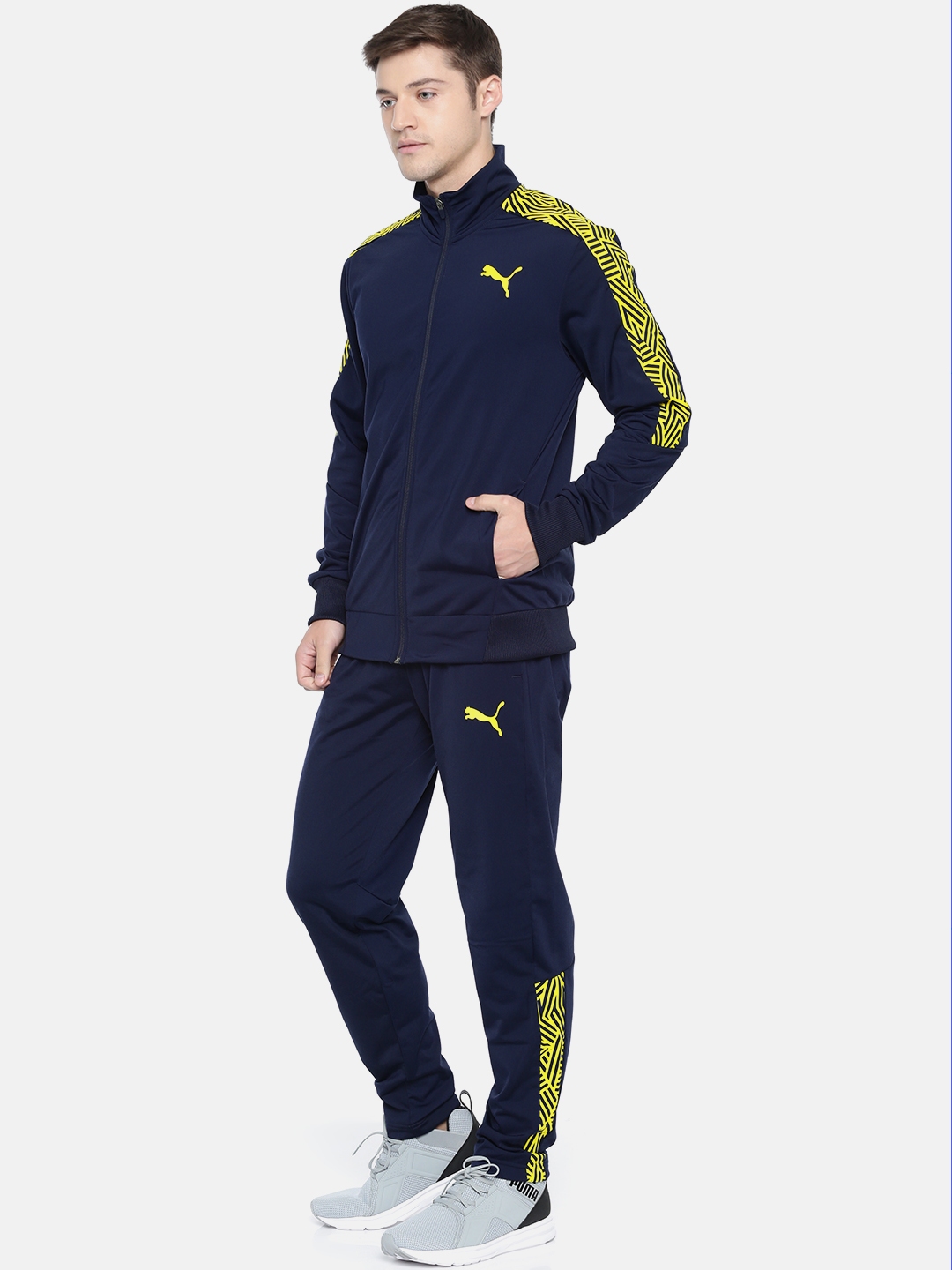 Buy Puma Men Navy Blue Graphic Tricot Op Solid Tracksuit - Tracksuits ...
