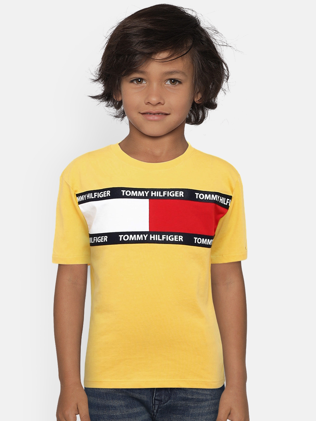 Buy Tommy Hilfiger Boys Yellow Printed Round Neck T Shirt Tshirts for