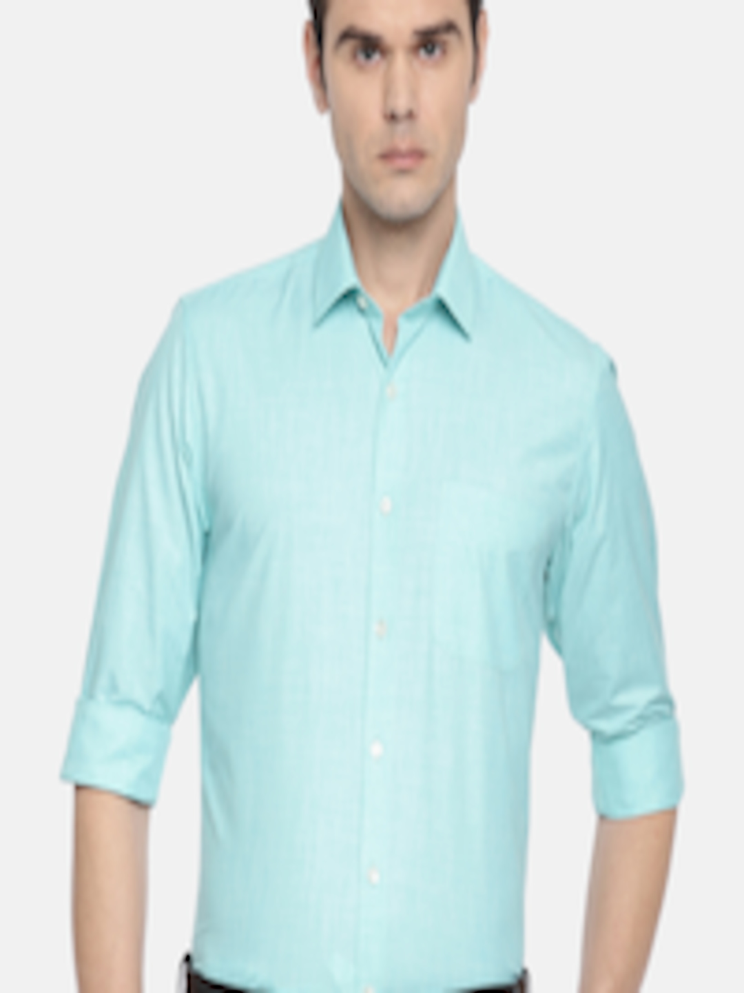 Buy Peter England Men Turquoise Blue Slim Fit Solid Formal Shirt ...