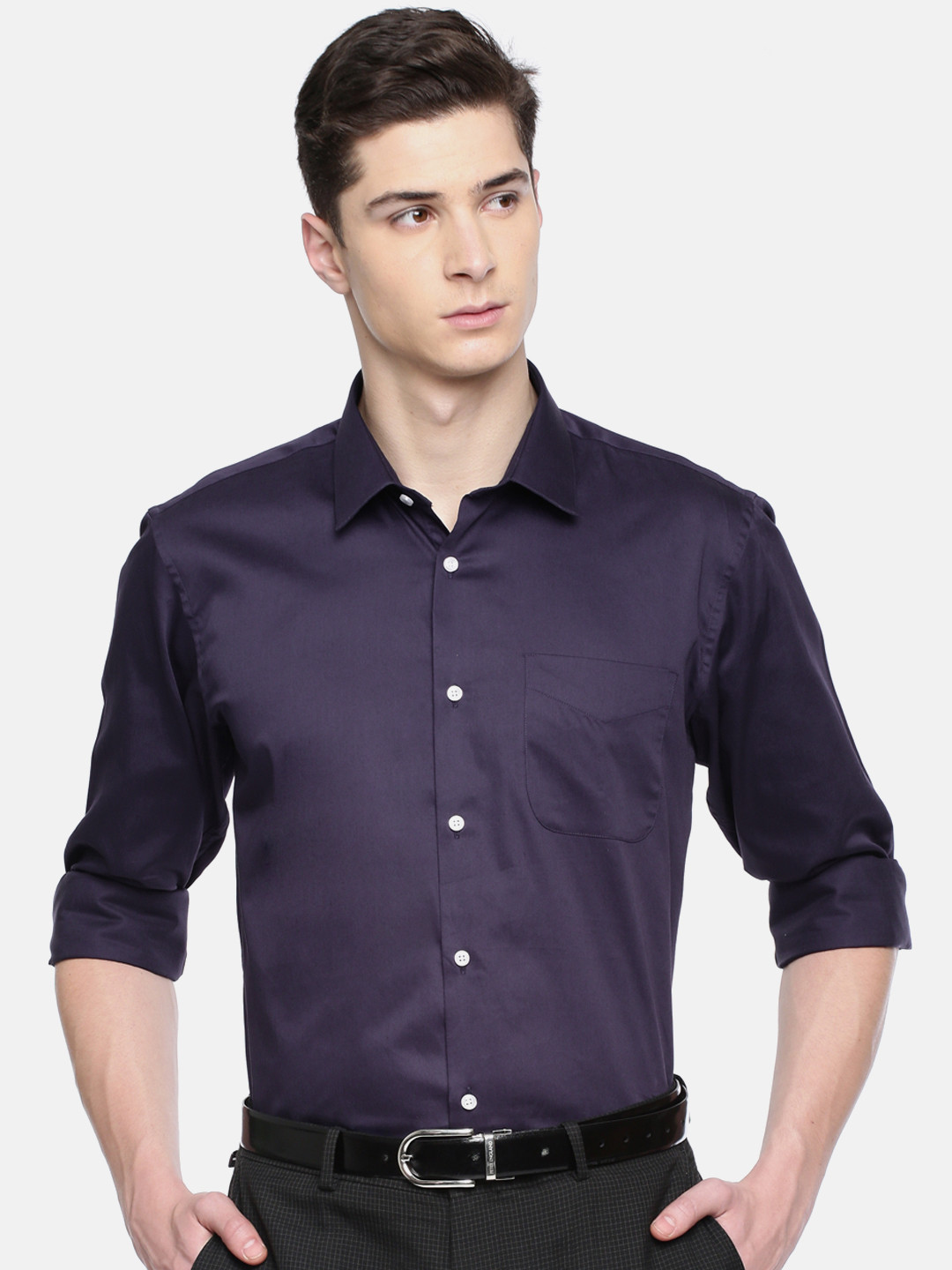 Buy Peter England Men Navy Nuvo Regular Fit Solid Formal Shirt Shirts