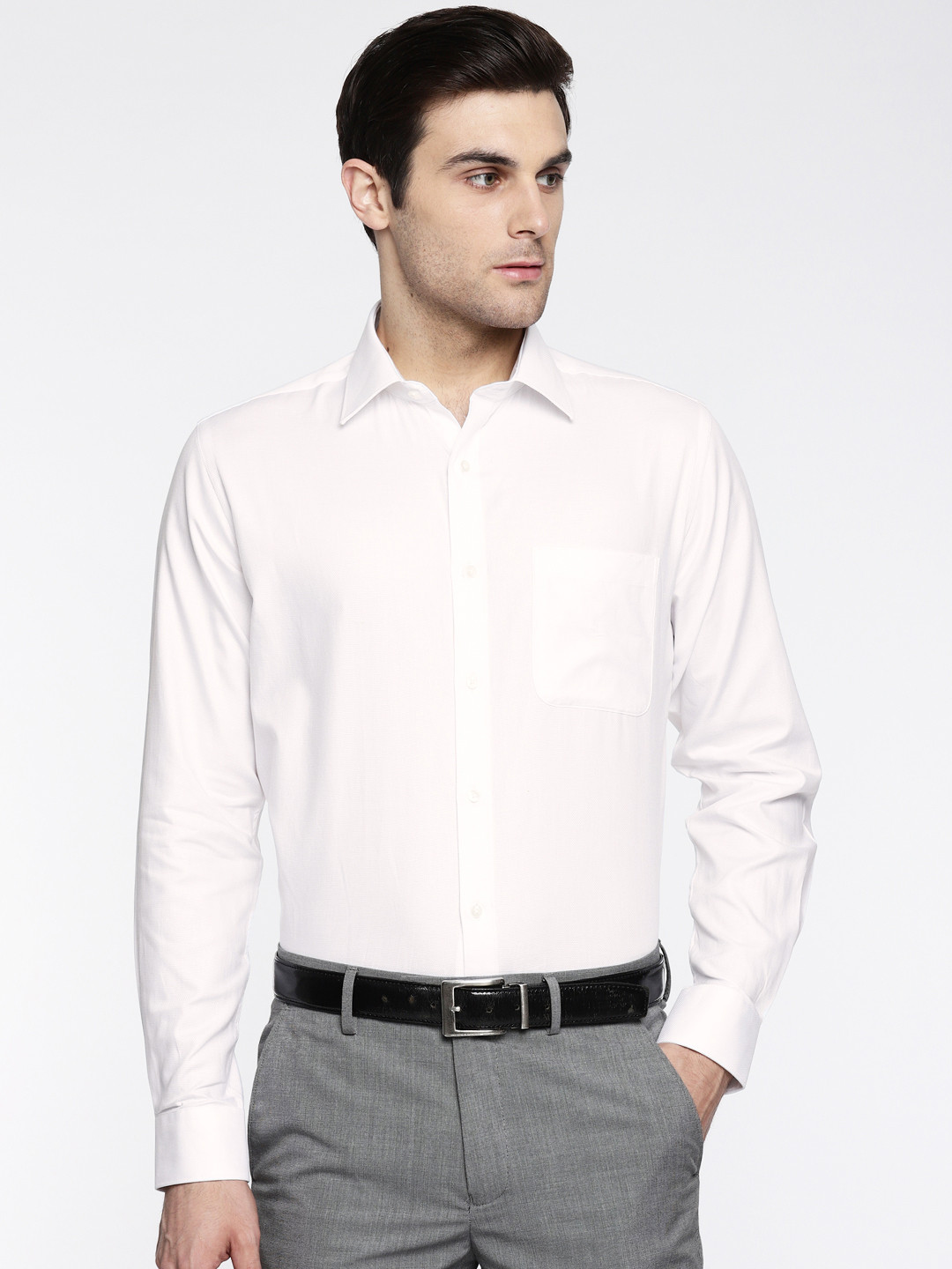 Buy Raymond Men White Slim Fit Solid Formal Shirt Shirts for Men