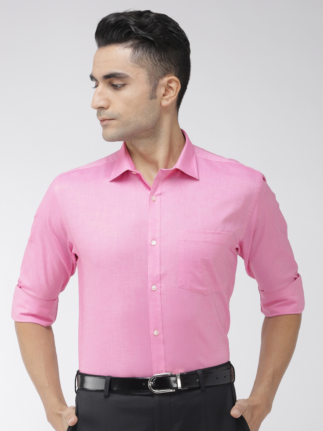 Buy Park Avenue Men Pink Slim Fit Solid Formal Shirt - Shirts for Men ...