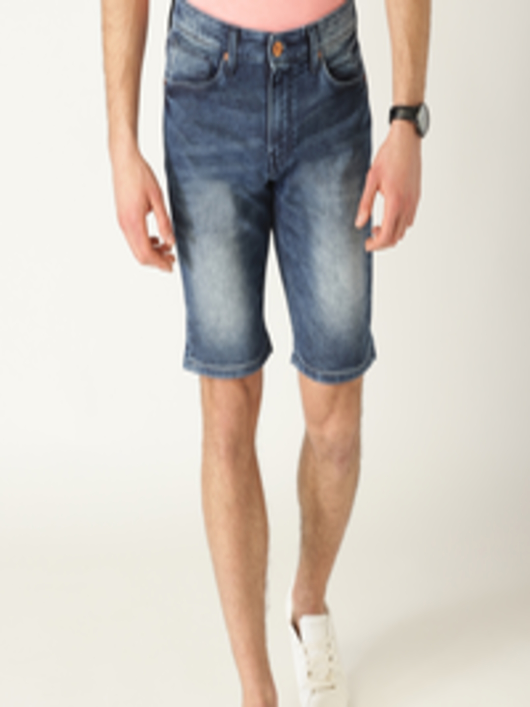 Buy United Colors Of Benetton Men Blue Washed Slim Fit Denim Shorts ...