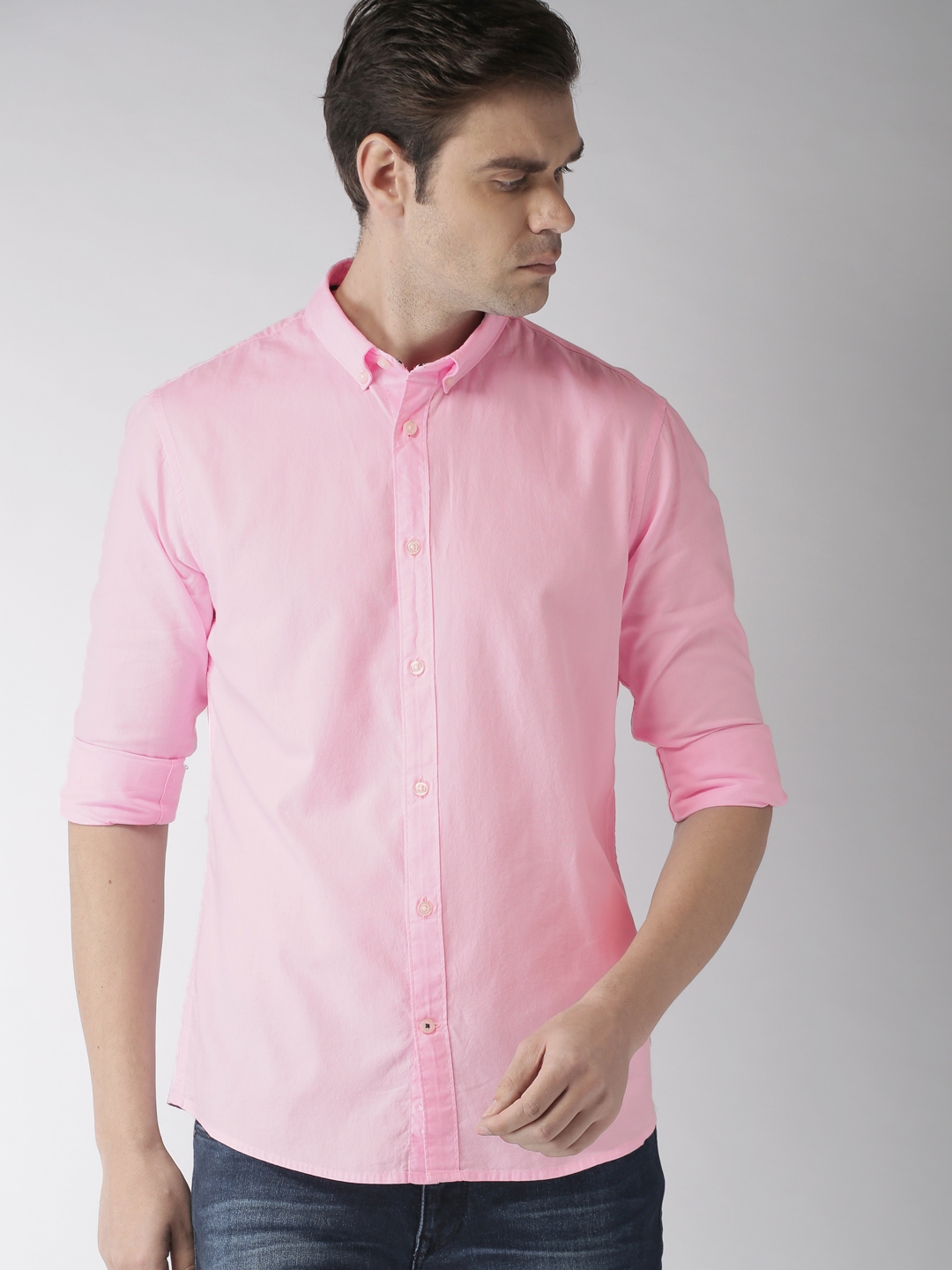 Buy Celio Men Pink Slim Fit Solid Casual Shirt - Shirts for Men 8774197 ...