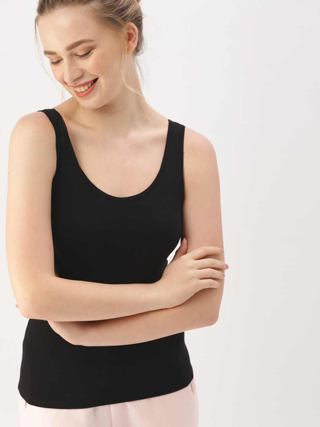 Buy DressBerry Women Black Solid Non Wired Lightly Padded Camisole Bra