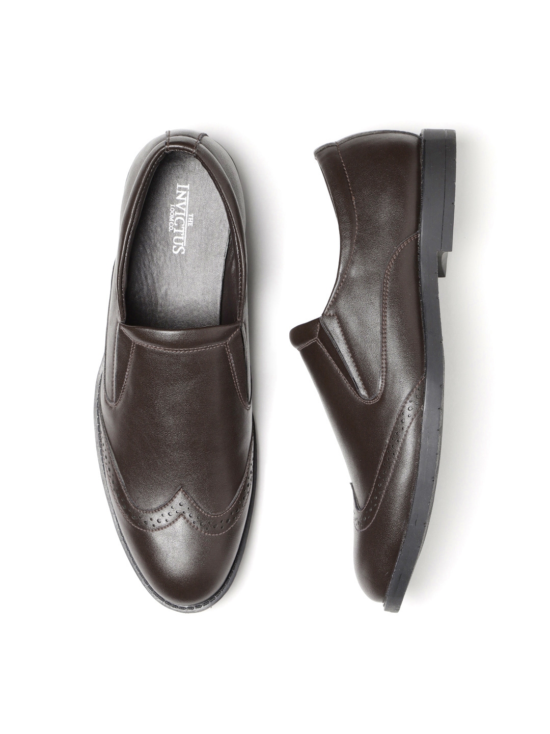 brown formal slip on shoes