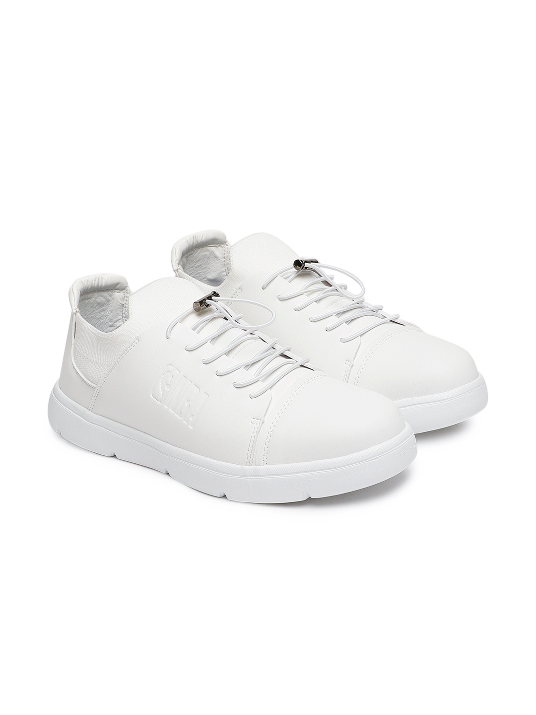 white solid sneakers for men