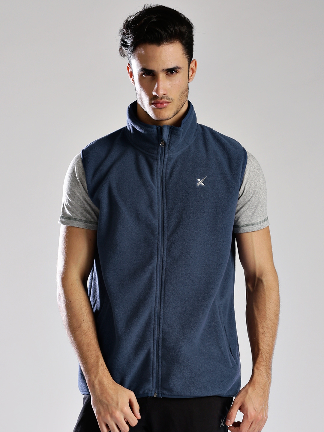 Buy HRX By Hrithik Roshan Blue Insulation Fleece Sleeveless Jacket - Jackets for Men 878992 | Myntra