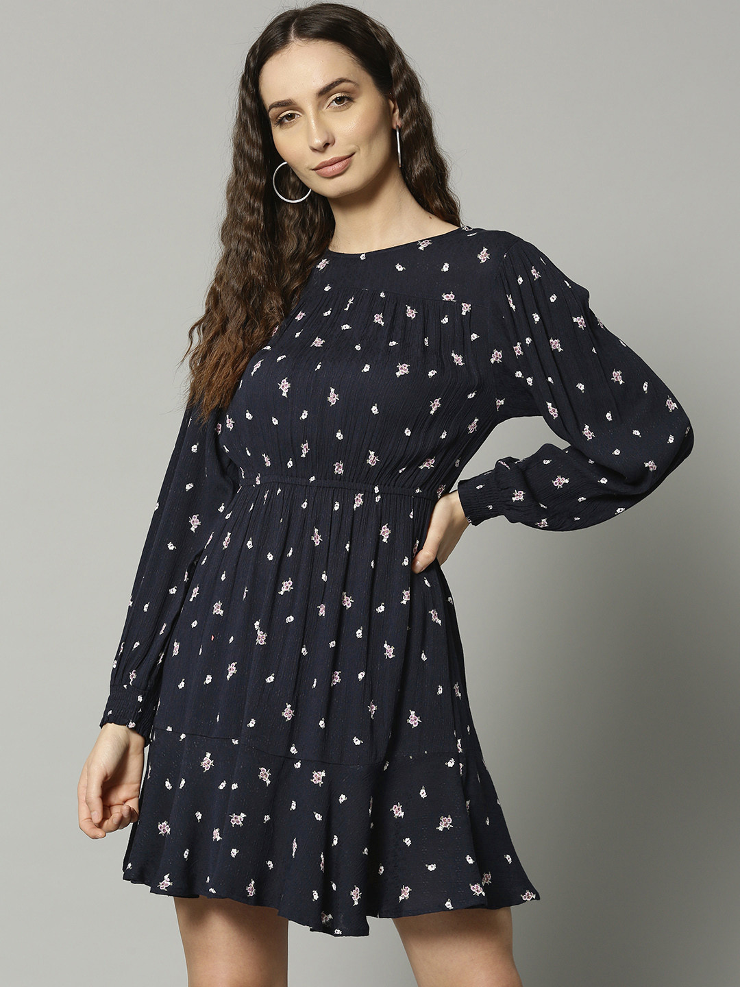 marks and spencer navy mix dress