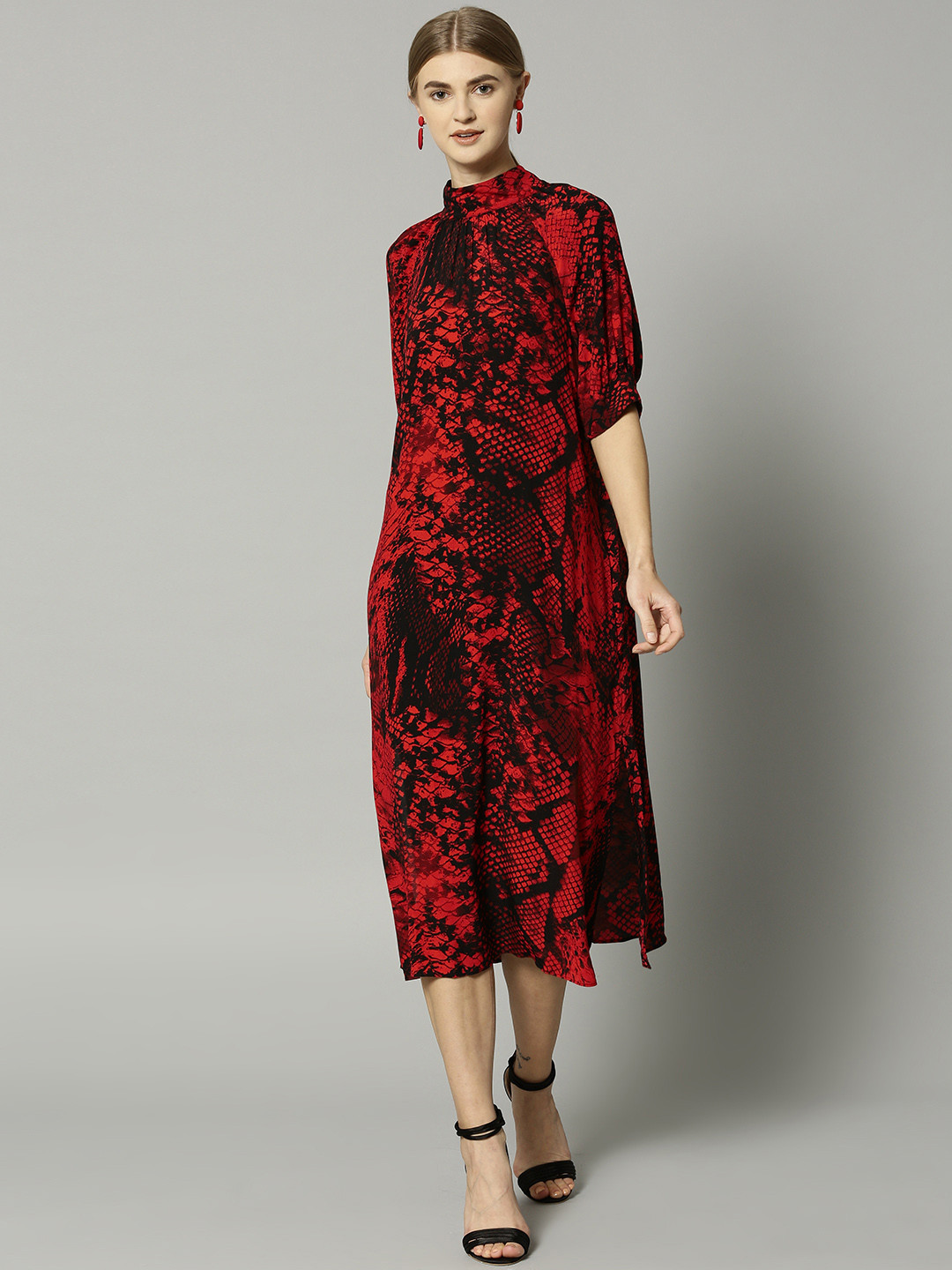 Buy Marks & Spencer Women Red Printed A Line Dress Dresses for Women