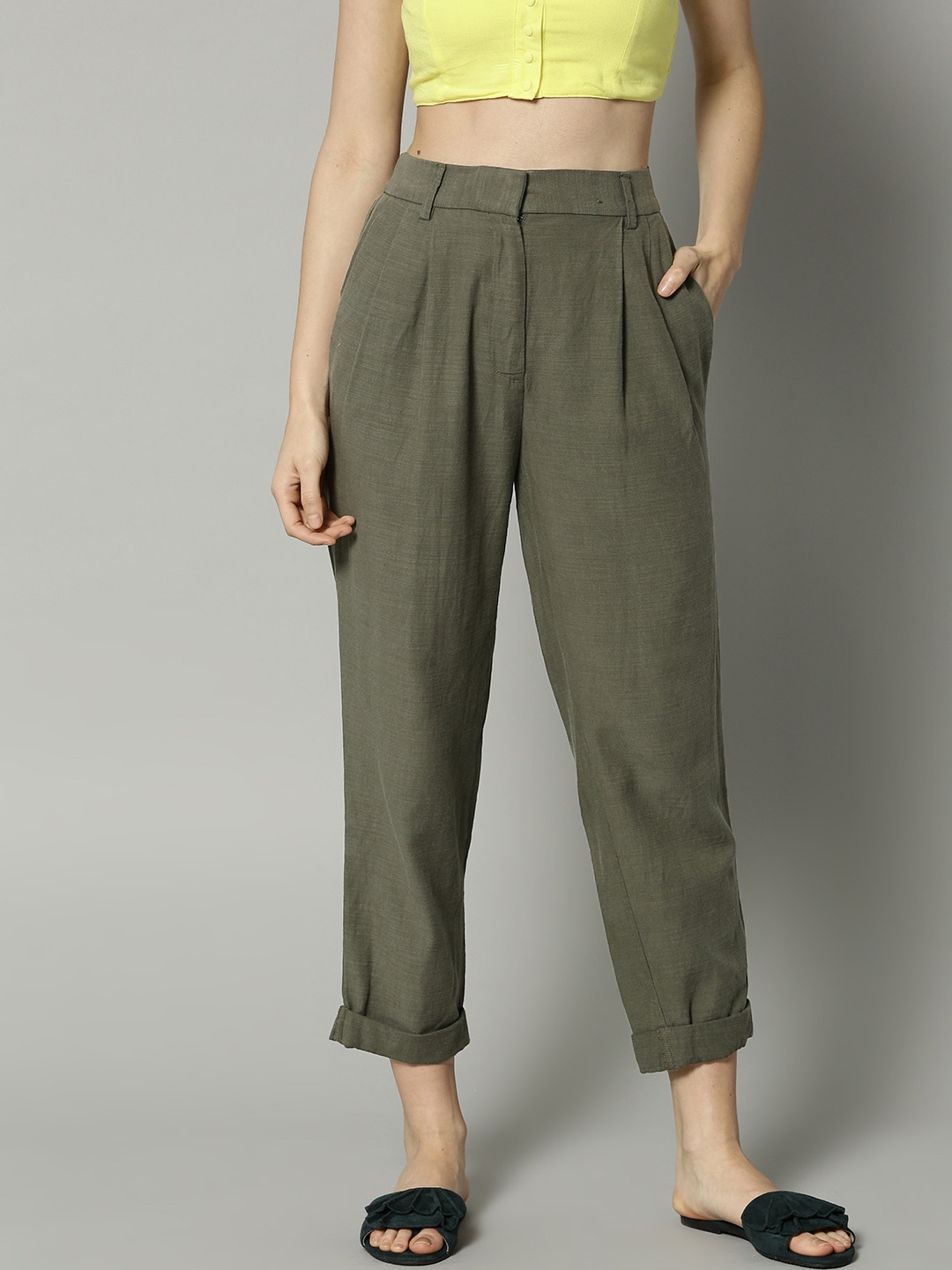 olive green trousers for ladies