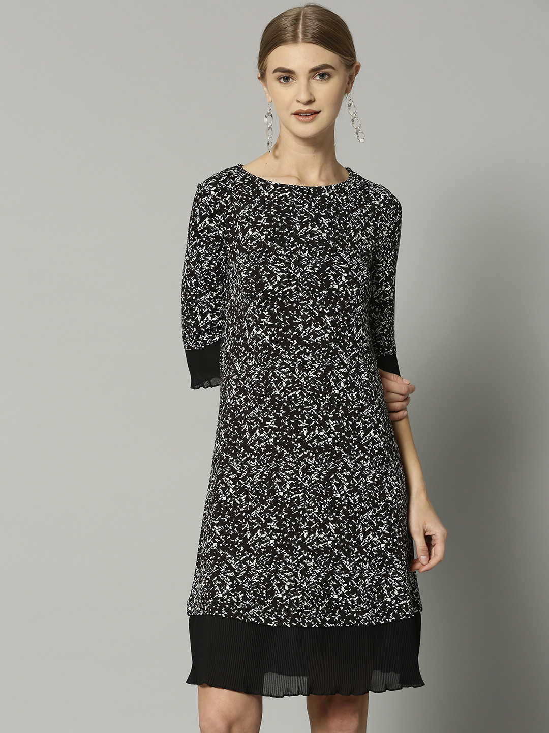 Buy Marks & Spencer Women Black & White Printed A Line Dress Dresses