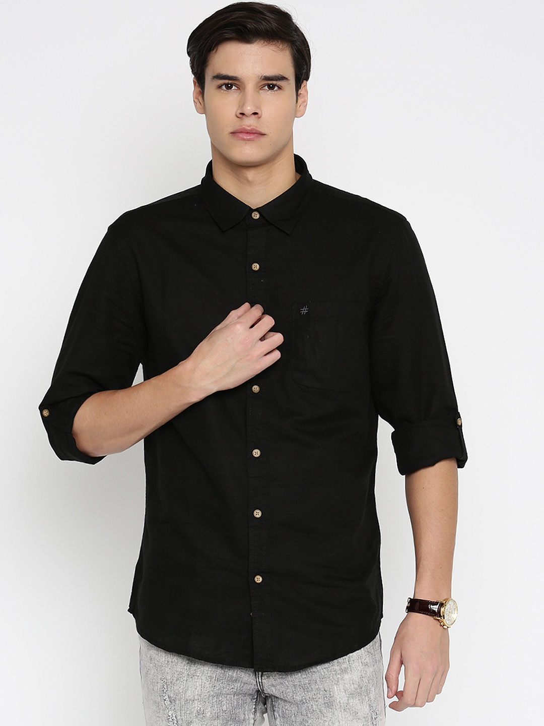 Buy People Men Black Relaxed Fit Casual Shirt - Shirts for Men 879586 ...