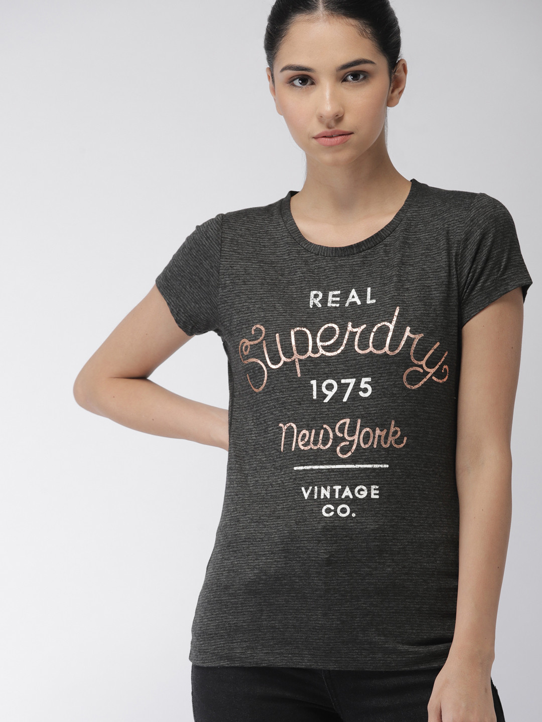 Buy Superdry Women Black Printed Round Neck T Shirt Tshirts for Women