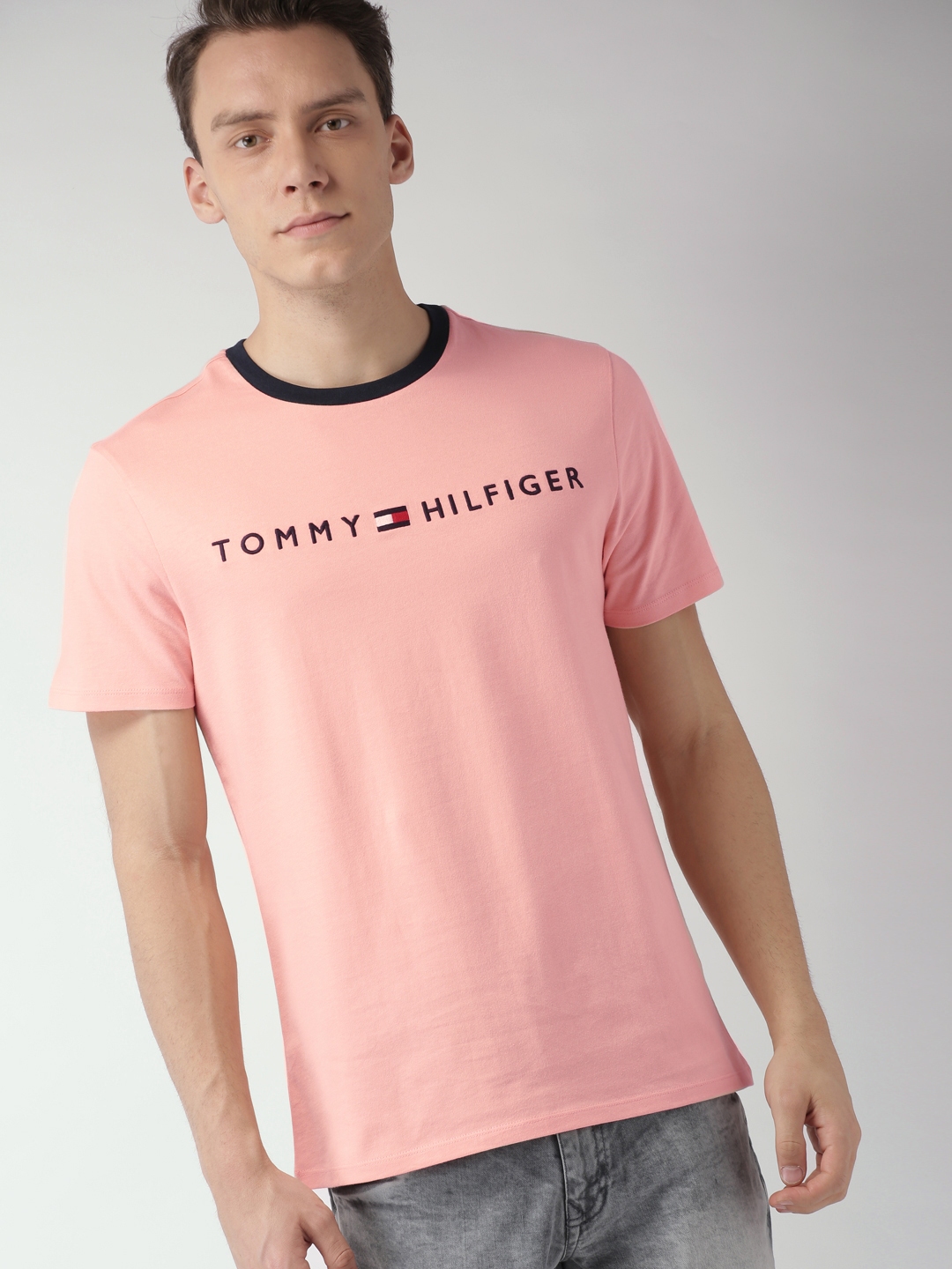 tommy hilfiger pink t shirt mens