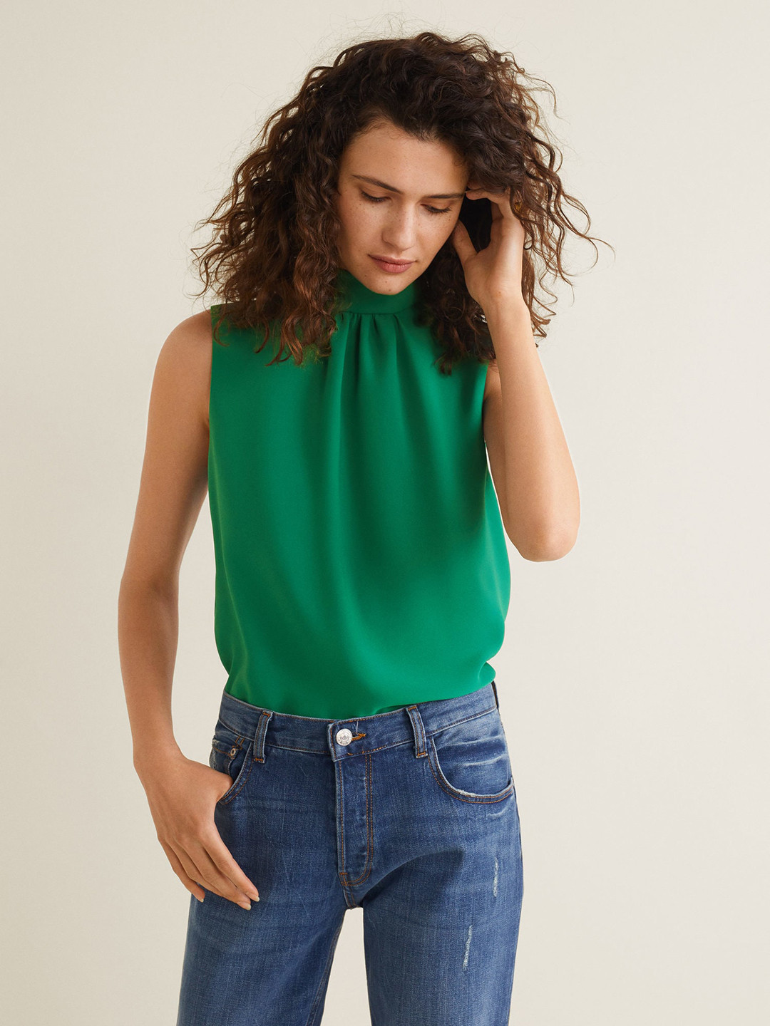 Buy MANGO Women Green Solid A Line Top Tops for Women 8798467 Myntra