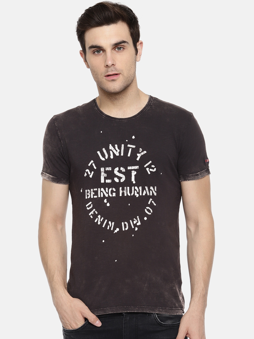 Buy Being Human Men Black Printed Round Neck T Shirt - Tshirts for Men ...