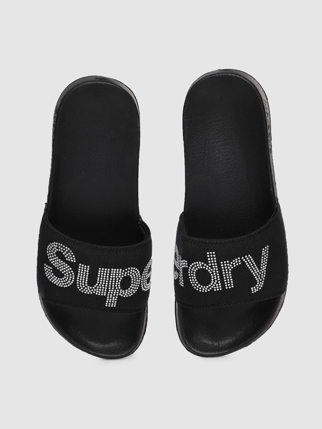 black embellished sliders