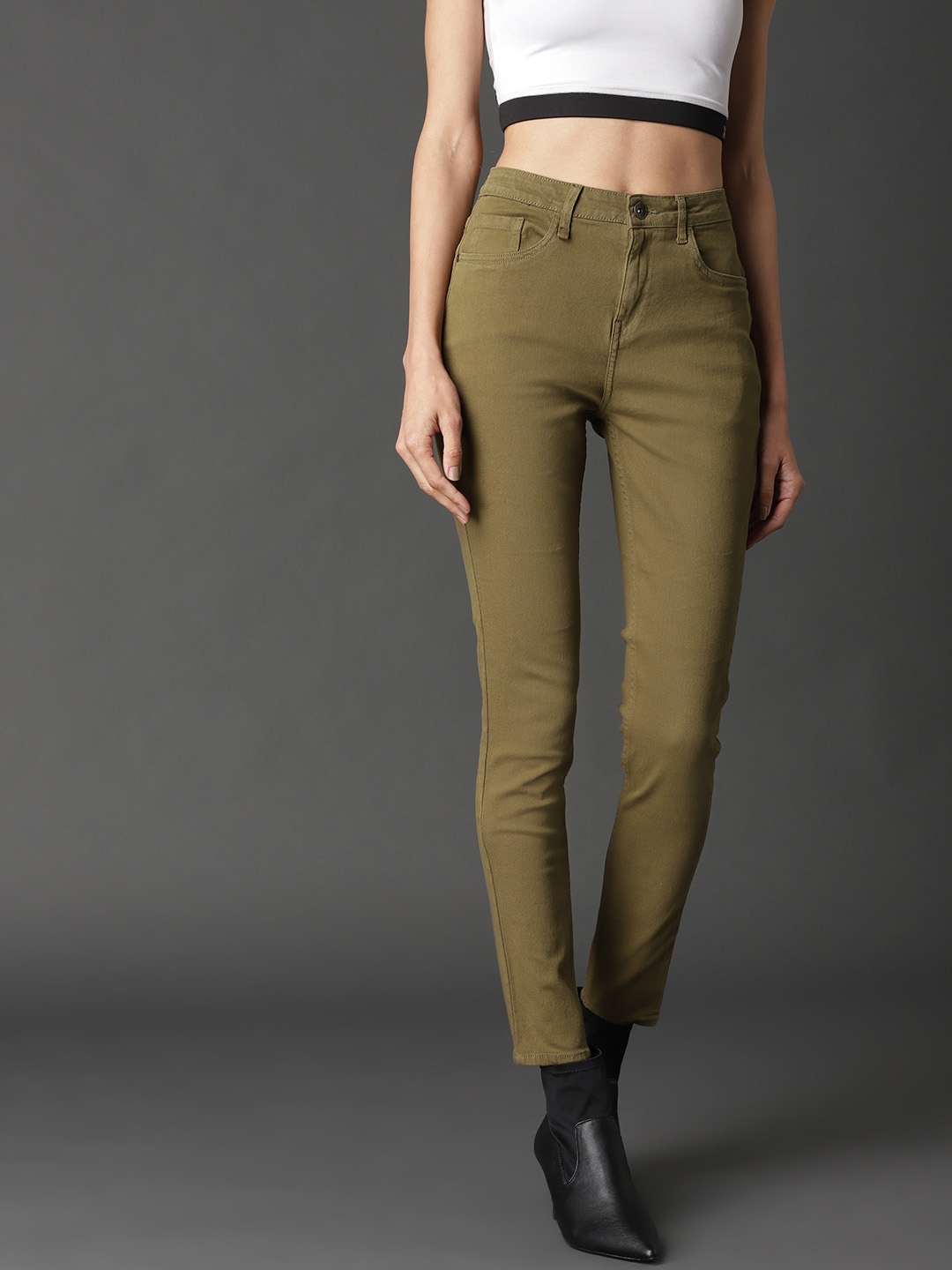 olive green jeans women
