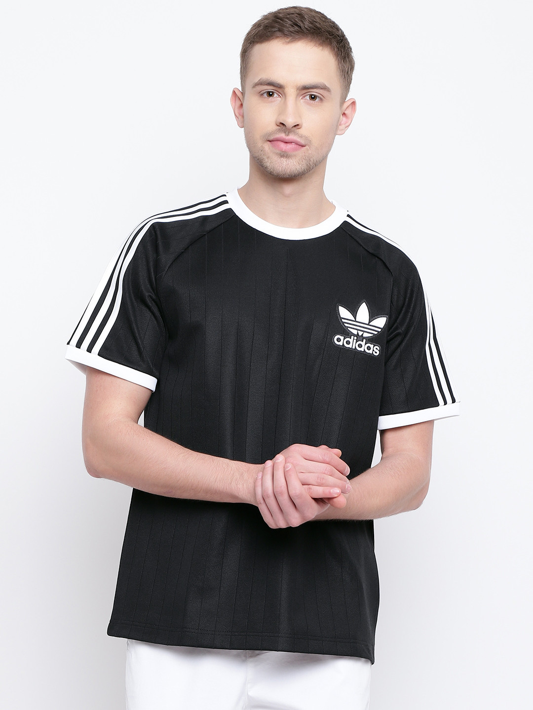 Buy ADIDAS Originals Men Black Striped BASEBALL T Shirt Tshirts for