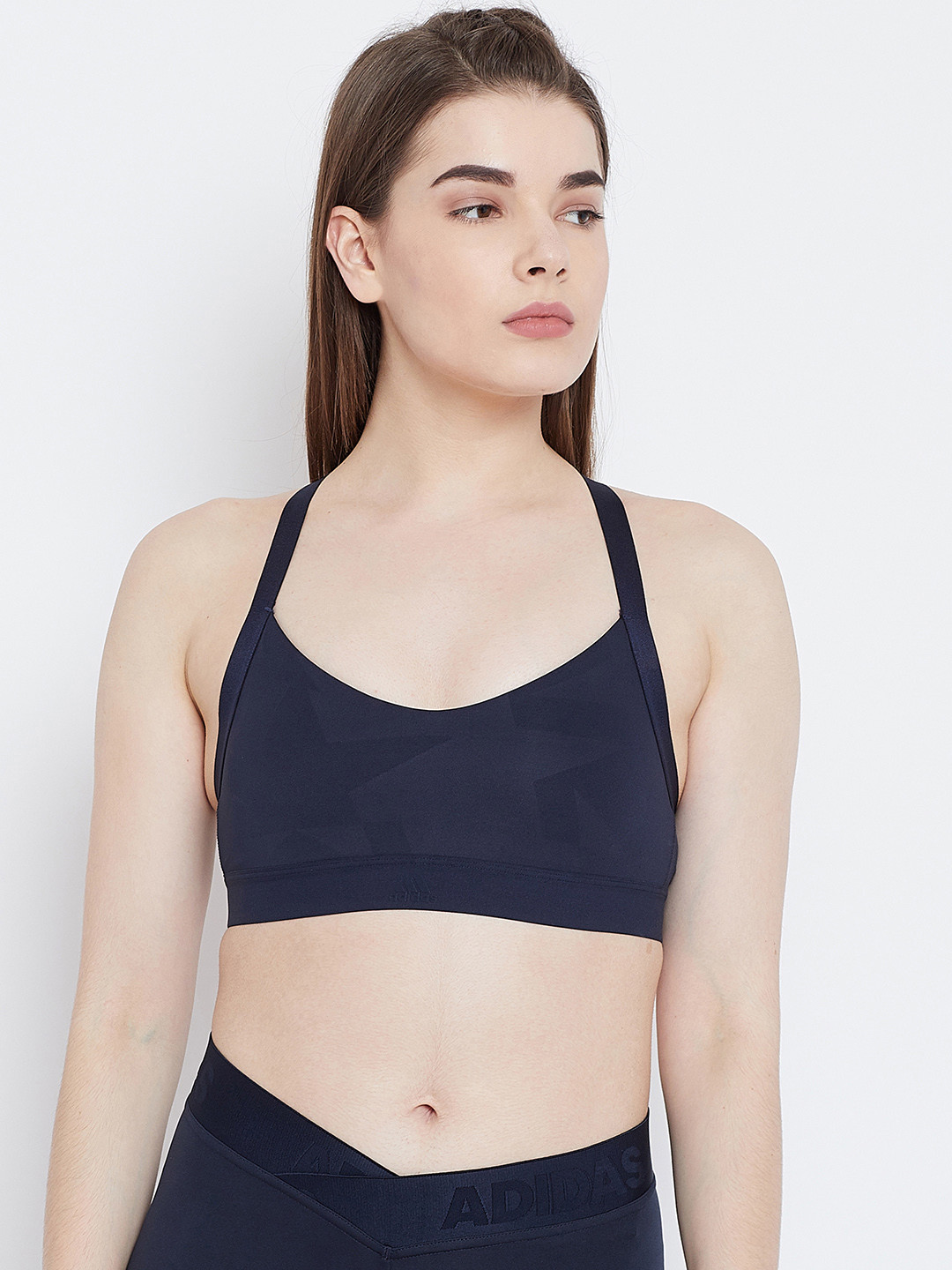 Buy Adidas Women Navy Blue Solid ALL ME ADI ITER Sports Bra Bra for