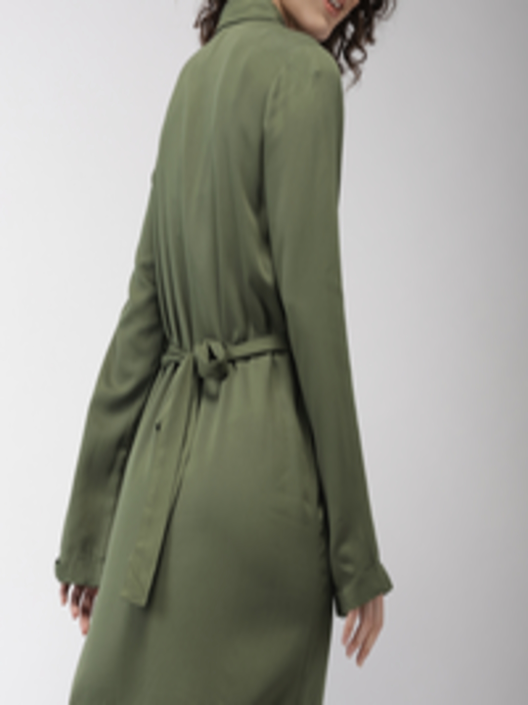 Buy FOREVER 21 Women Olive Green Solid Shirt Dress - Dresses for Women ...