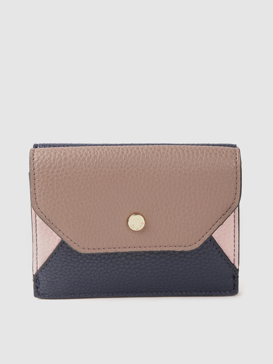 Buy Dune London Women Navy Blue & Taupe Colourblocked Two Fold Wallet Wallets for Women