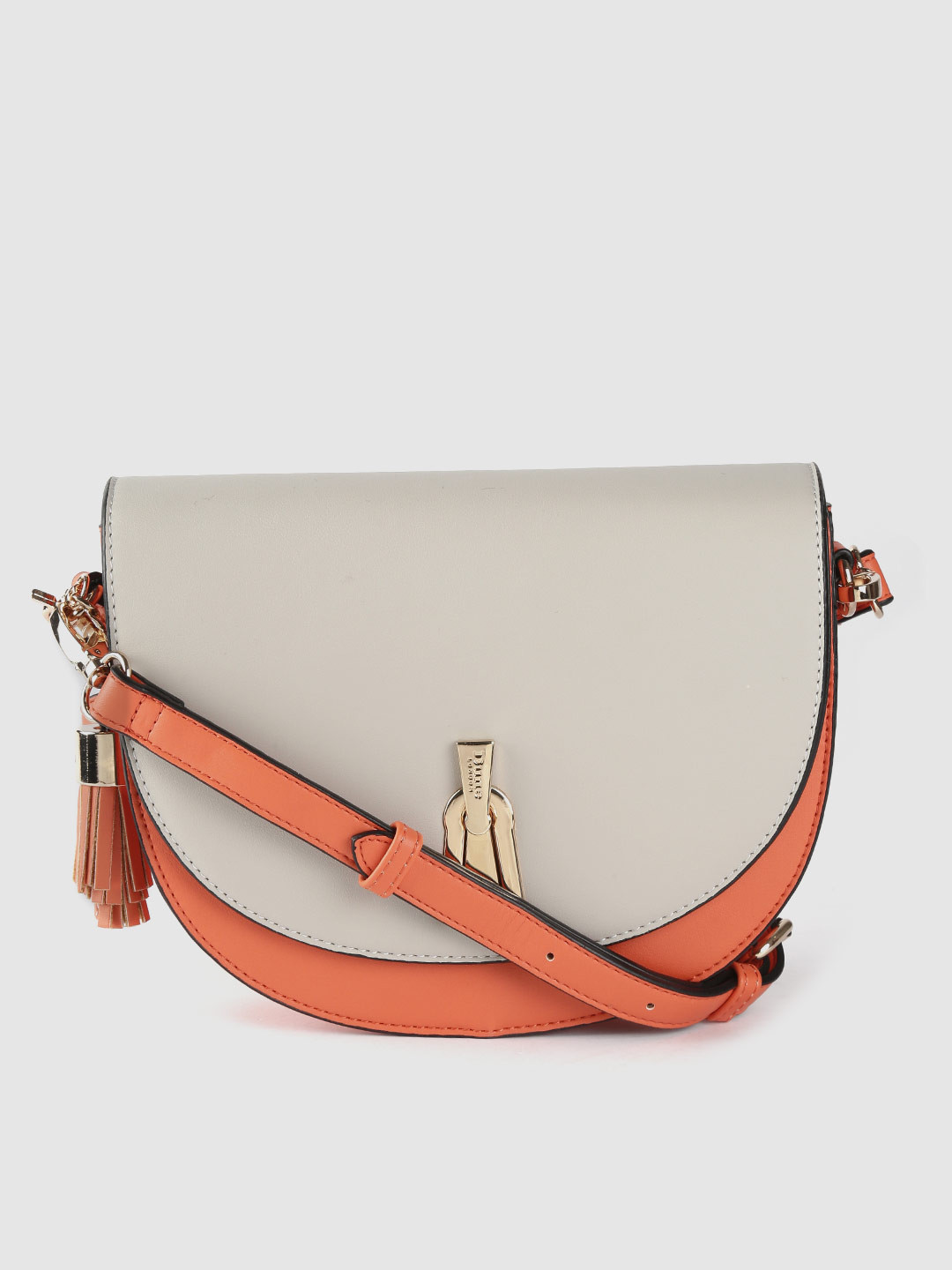 Buy Dune London Grey & Orange Colourblocked Sling Bag Handbags for