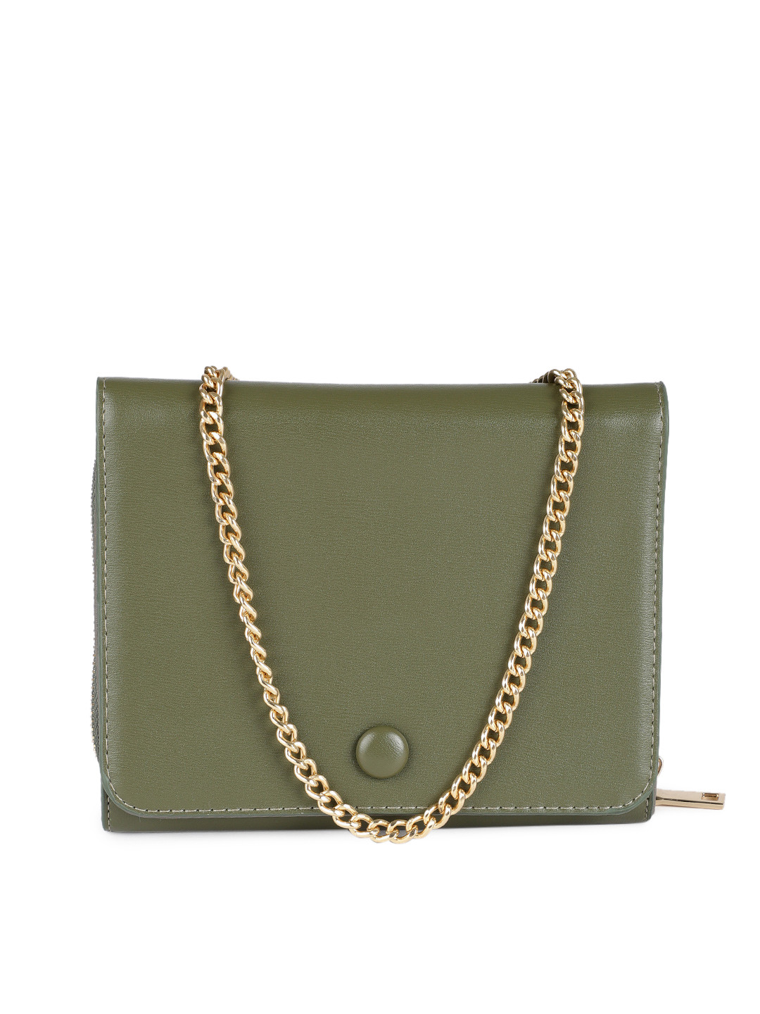 Buy People Olive Green Solid Sling Bag Handbags for Women 8825995
