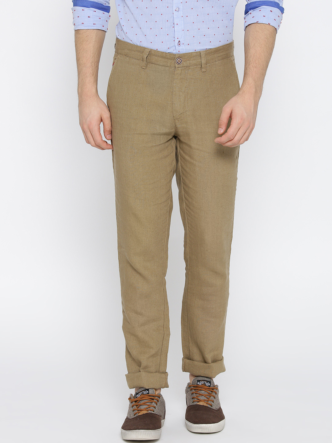 Buy Wills Lifestyle Khaki Linen Trousers Trousers for Men 882688 Myntra