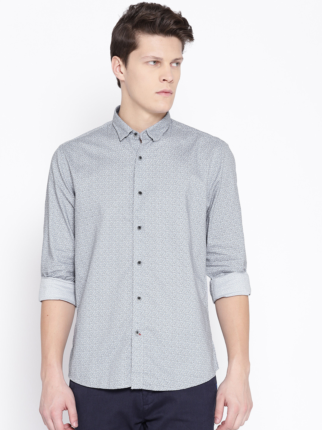 Buy Blackberrys Men Grey Slim Fit Printed Casual Shirt Shirts for Men