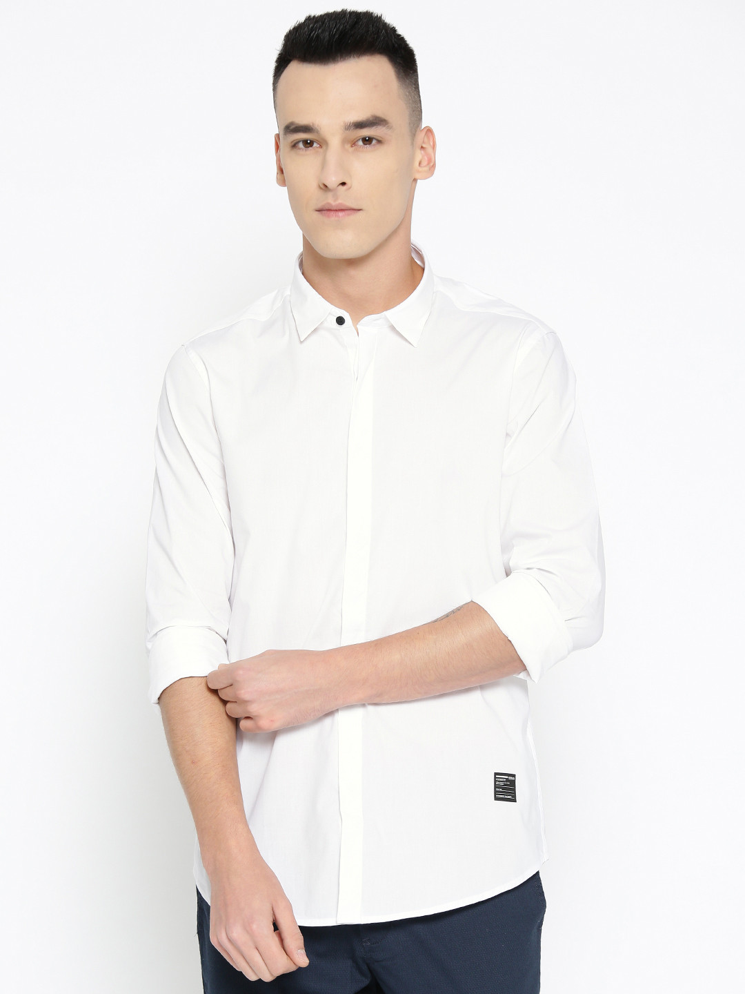 Buy Blackberrys Men White Trim Regular Fit Knitted Solid Casual Shirt - Shirts for Men 8827969 
