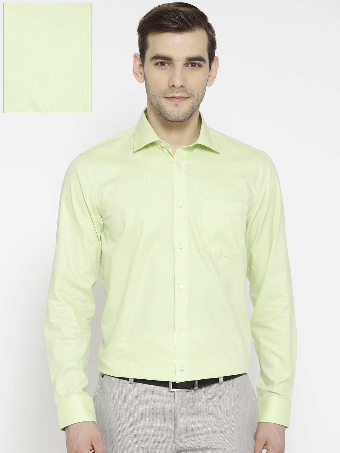 Buy Blackberrys Men Green Slim Fit Textured Formal Shirt - Shirts for ...