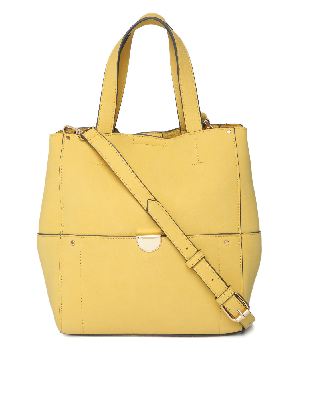Buy Accessorize Yellow Solid Handheld Bag With Detachable Sling Strap