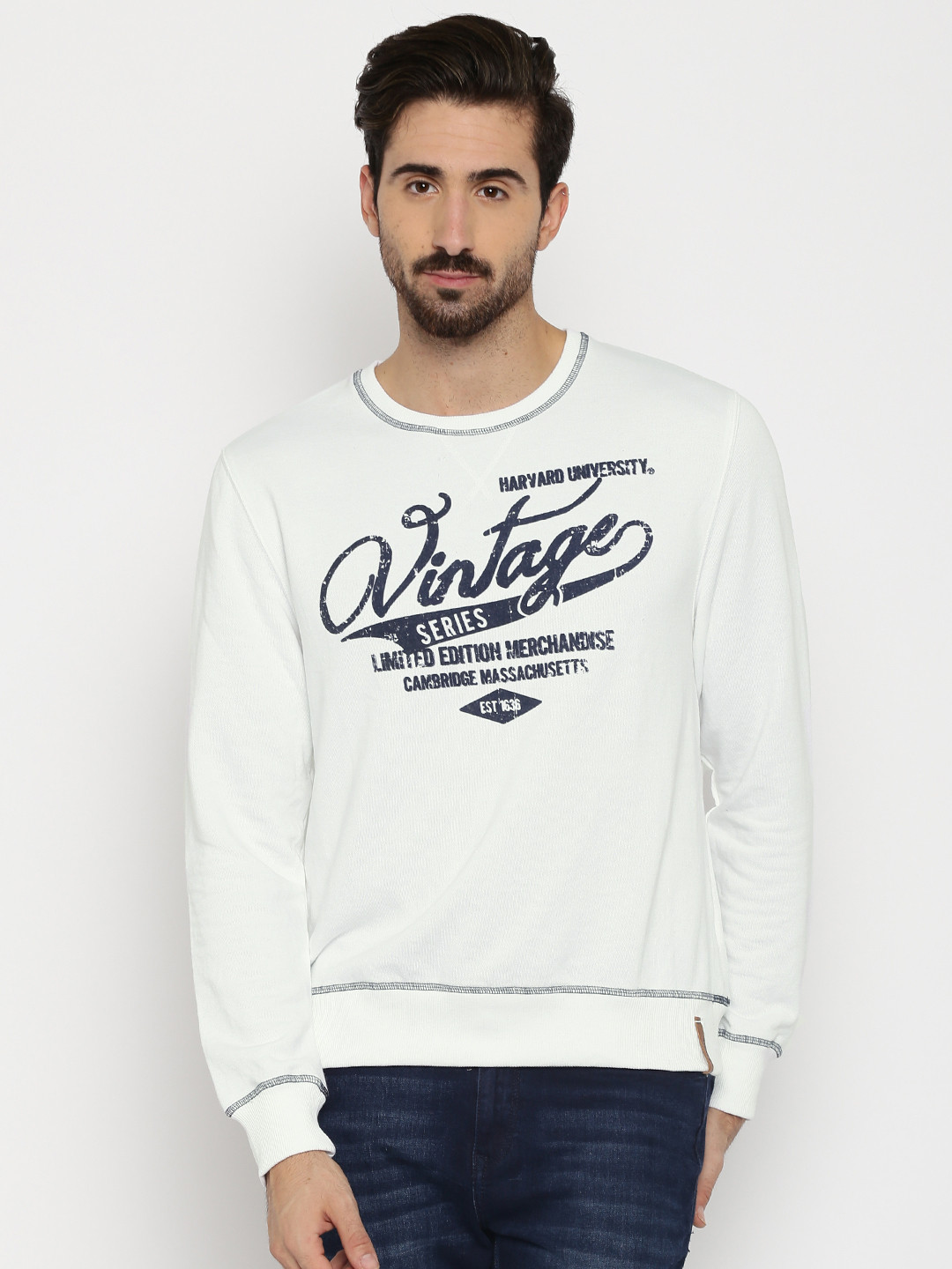 white harvard sweatshirt