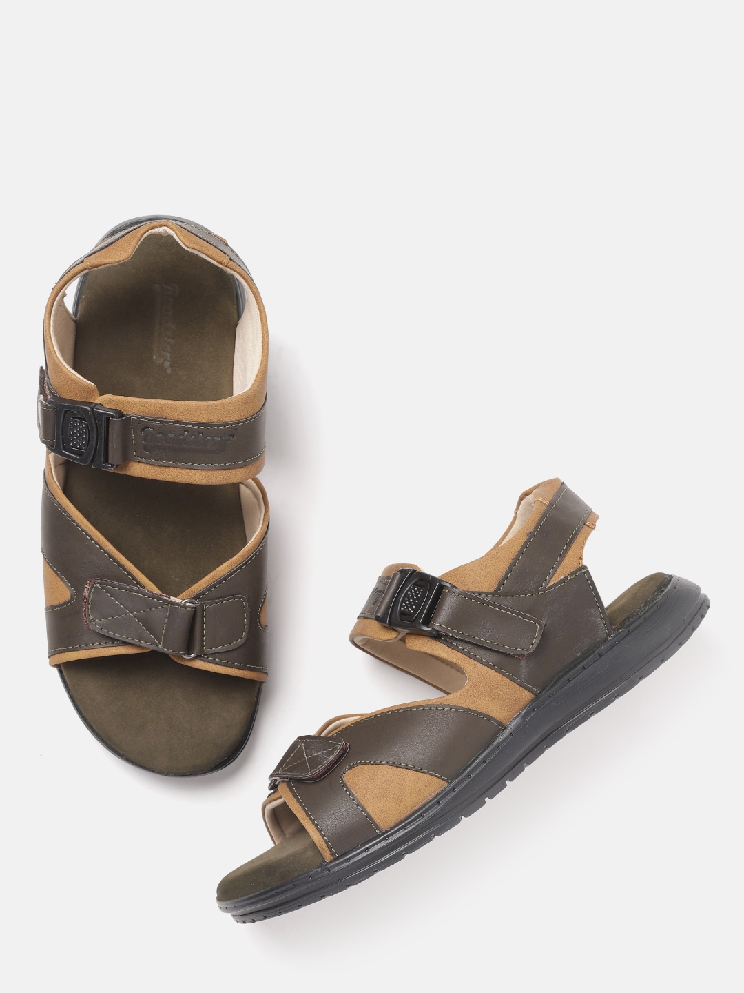 Buy Roadster Men Coffee Brown Solid Comfort Sandals - Sandals for Men ...