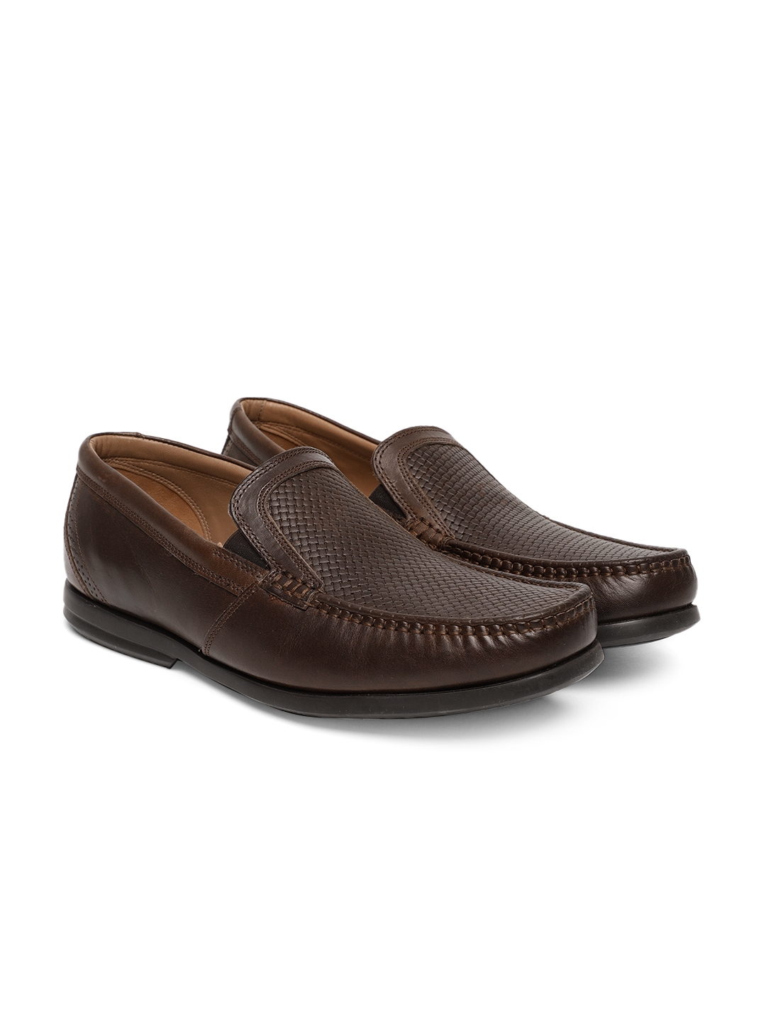Buy Clarks Men Brown Textured Leather Loafers - Casual Shoes for Men ...