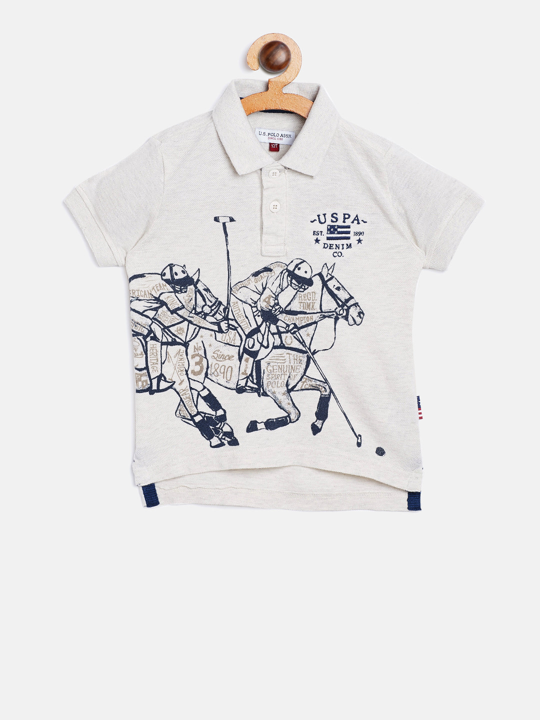 Buy U.S. Polo Assn. Kids Boys Off White Printed Polo Collar T Shirt
