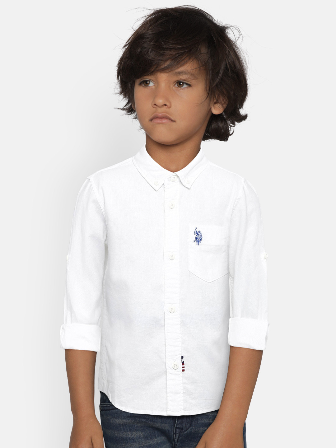 Buy U.S. Polo Assn. Kids Boys White Regular Fit Solid Casual Shirt