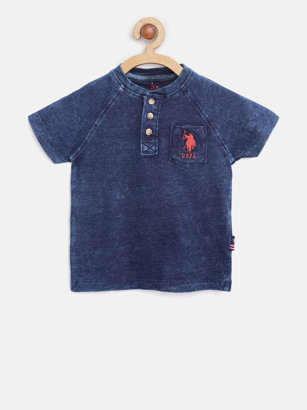 Buy U.S. Polo Assn. Kids Boys Navy Blue Solid Henley Neck T Shirt