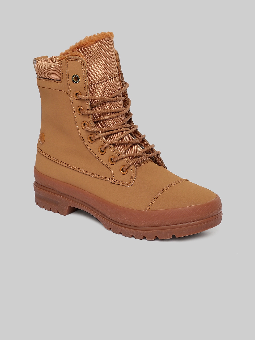 womens flat boots brown