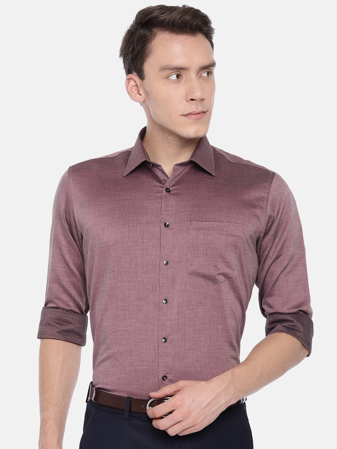 Buy Van Heusen Men Mauve Smart Slim Fit Solid Formal Shirt - Shirts for ...