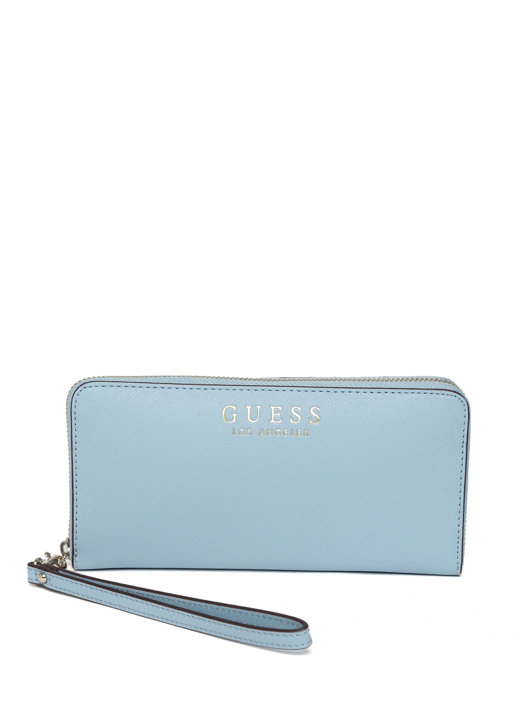 Buy GUESS Women Blue Solid Zip Around Wallet With Detachable Wrist Loop