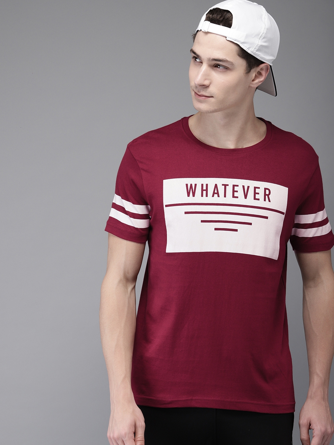 Buy HERE&NOW Men Maroon Printed Round Neck T Shirt - Tshirts for Men ...