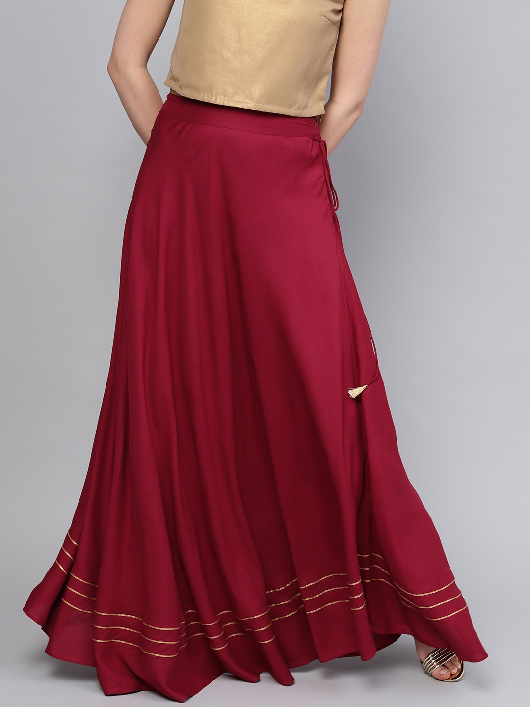 Buy RARE Maroon Maxi Flared Skirt - Skirts for Women 8879717 | Myntra