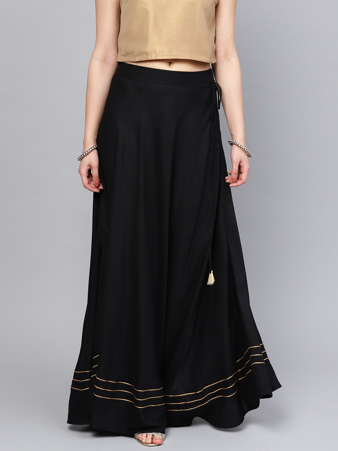 Buy RARE Black Maxi Flared Skirt Skirts for Women 8879719 Myntra