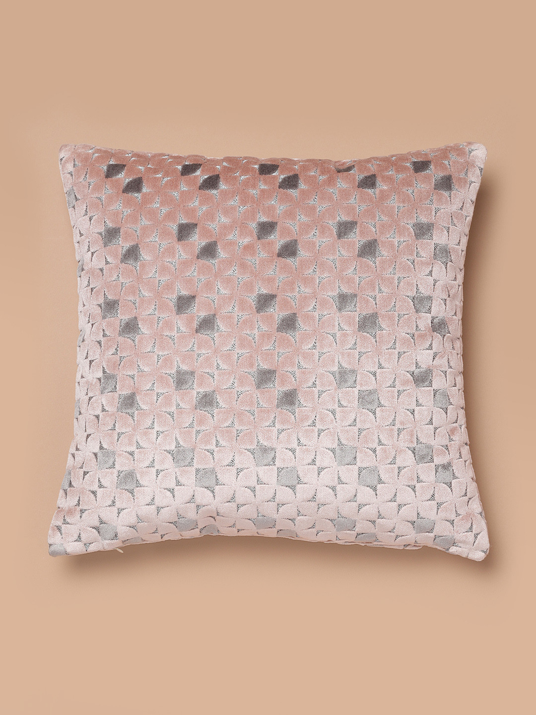 Buy Aura Pink & Grey Set Of 2 Geometric Square Cushion Covers Cushion