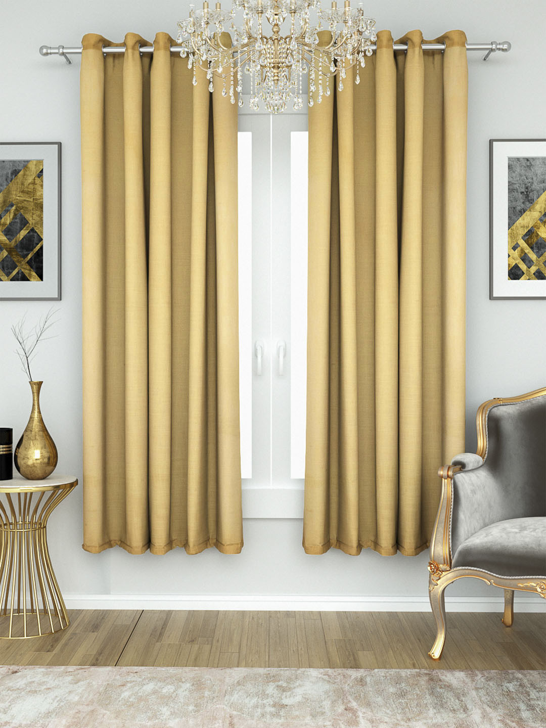 Buy Aura Mustard Yellow Jacquard Single Window Curtain Curtains And